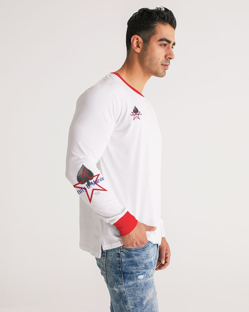 All White New-Legacy by Marvin Jeans and Trinity D Marvin Men's Long Sleeve Tee