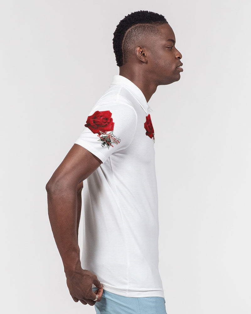 Red rose white by Marvin Jeans and Trinity D Marvin Men's Slim Fit Short Sleeve Polo