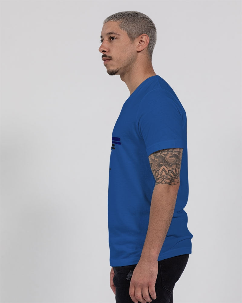 MJ logo by Marvin Jeans and Trinity D Marvin Unisex Jersey V-Neck Tee | Bella + Canvas
