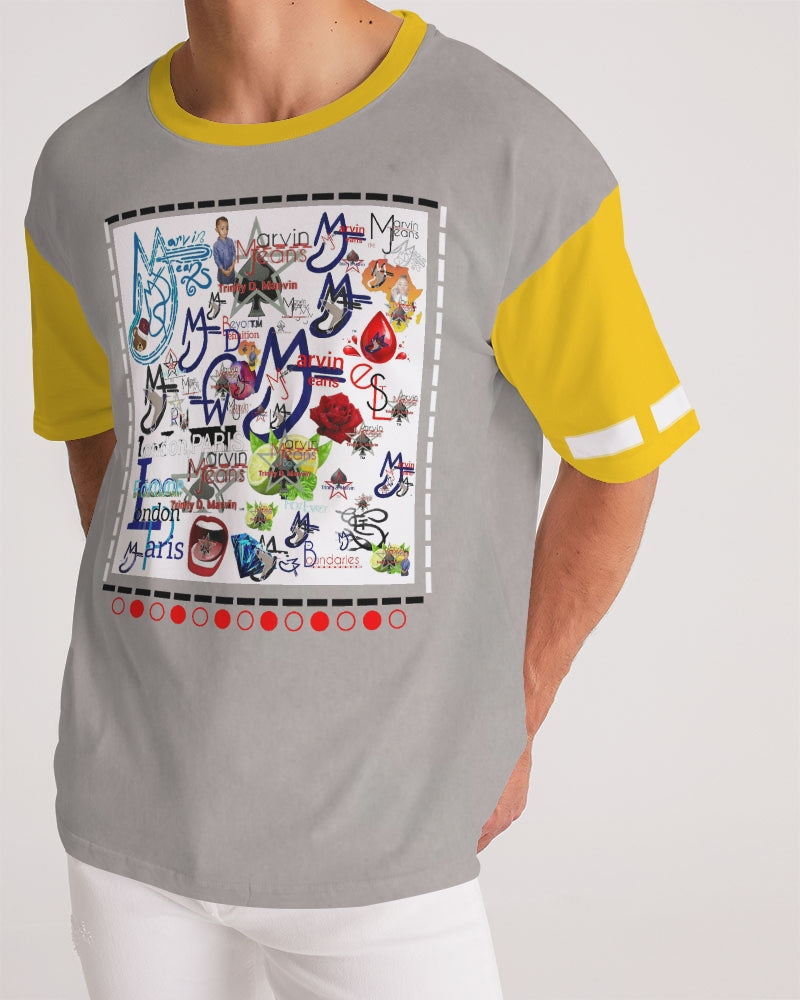 Logo's yellow sleeve by Marvin Jeans and Trinity D Marvin Men's Premium Heavyweight Tee