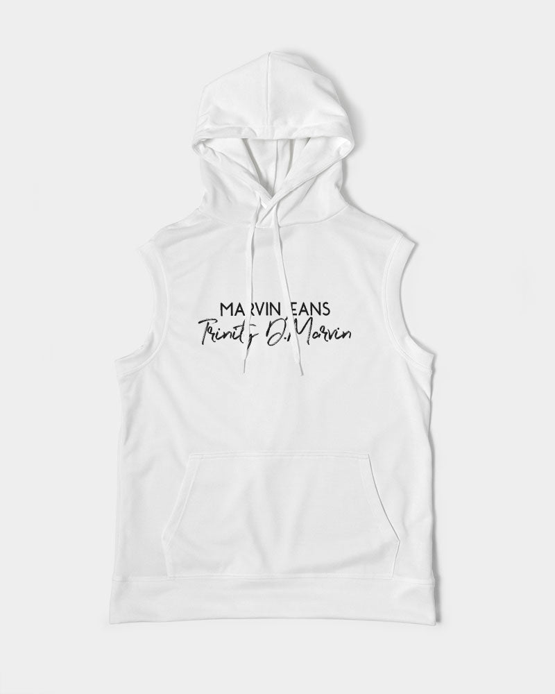 All white BY MARVIN JEANS Men's Premium Heavyweight Sleeveless Hoodie