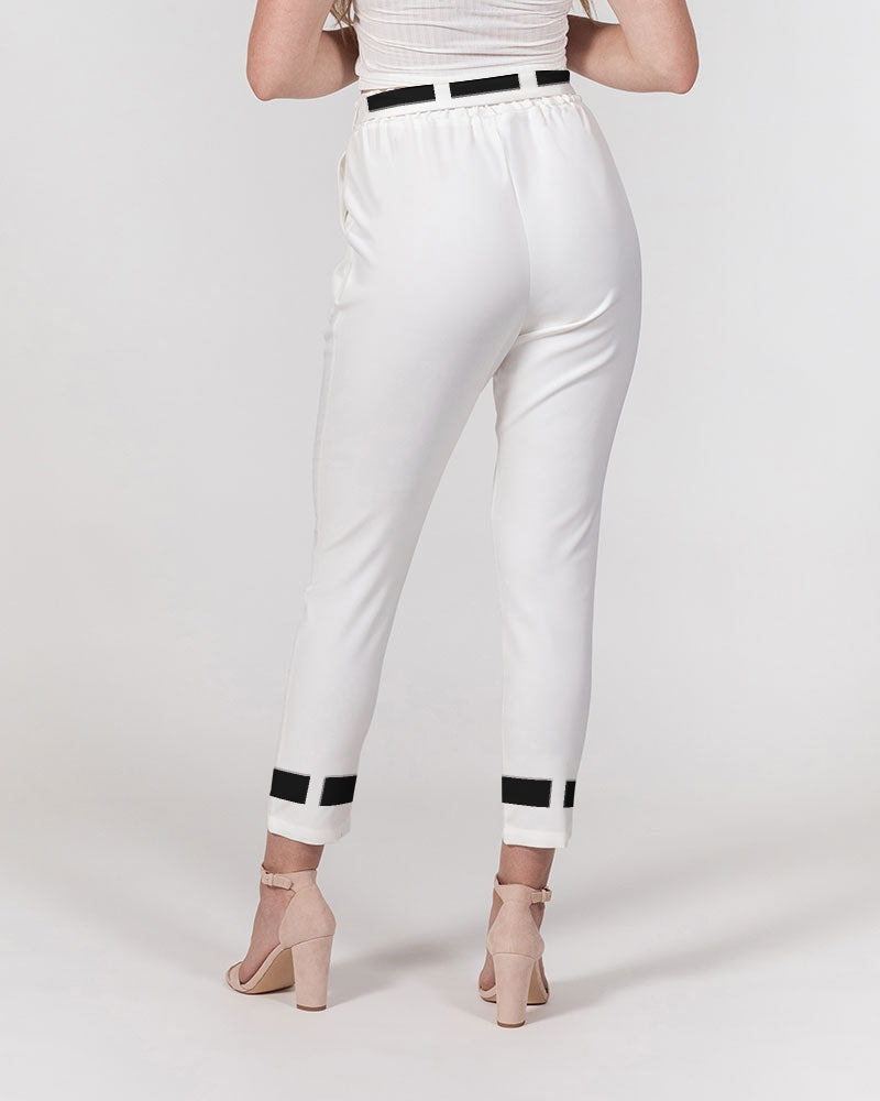 All white Marvin Jeans Women's Belted Tapered Pants