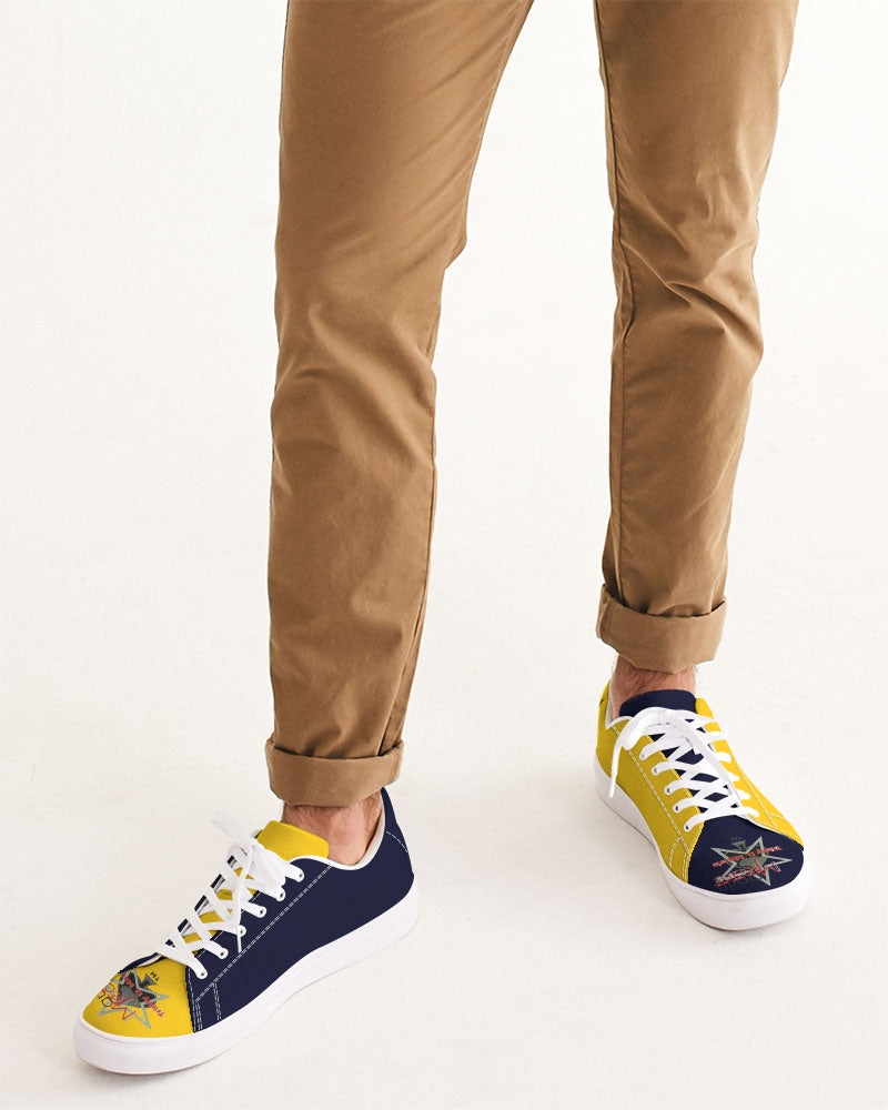 Yellow blue Men's Faux-Leather Sneaker
