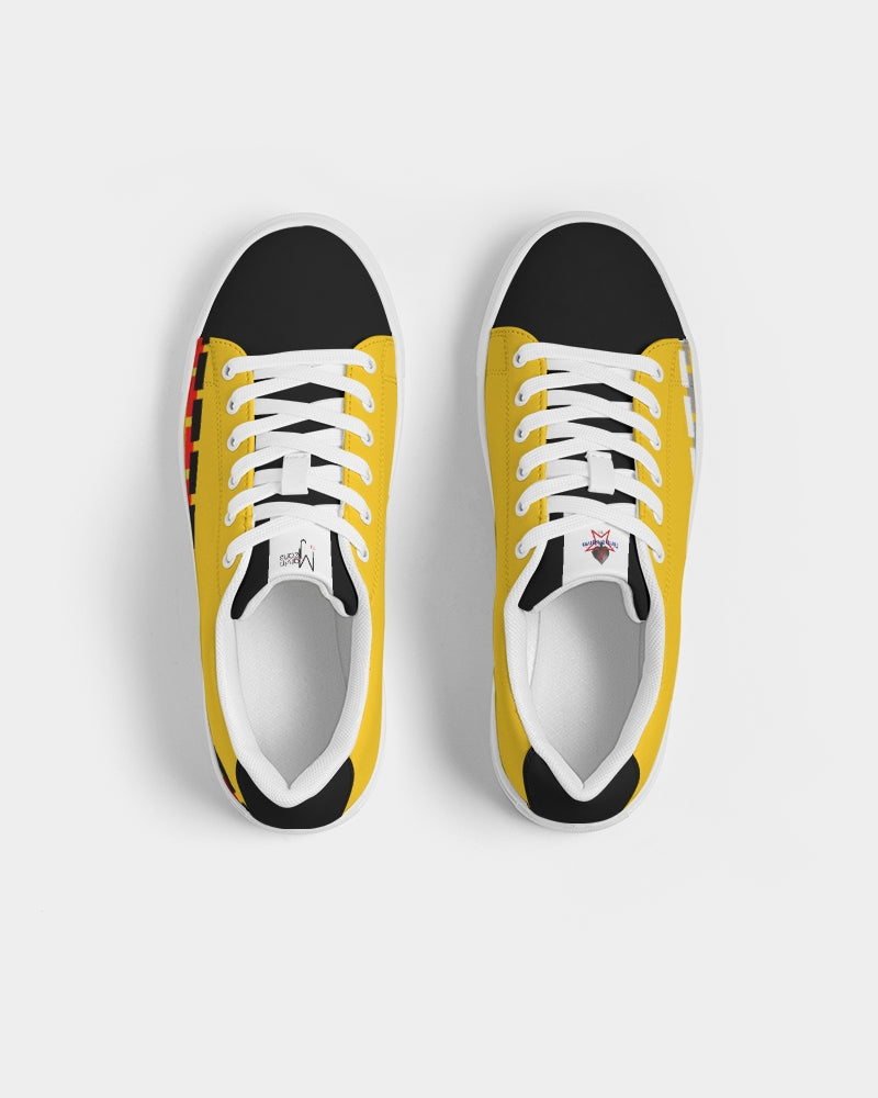 Yellow black Men's Faux-Leather Sneaker