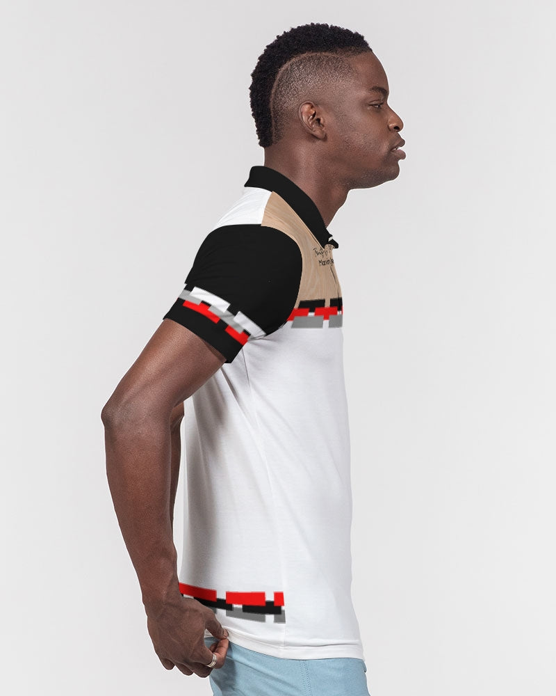 Woodgrain black Men's Slim Fit Short Sleeve Polo