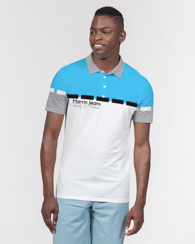 Loud blue BY MARVIN JEANS Men's Slim Fit Short Sleeve Polo
