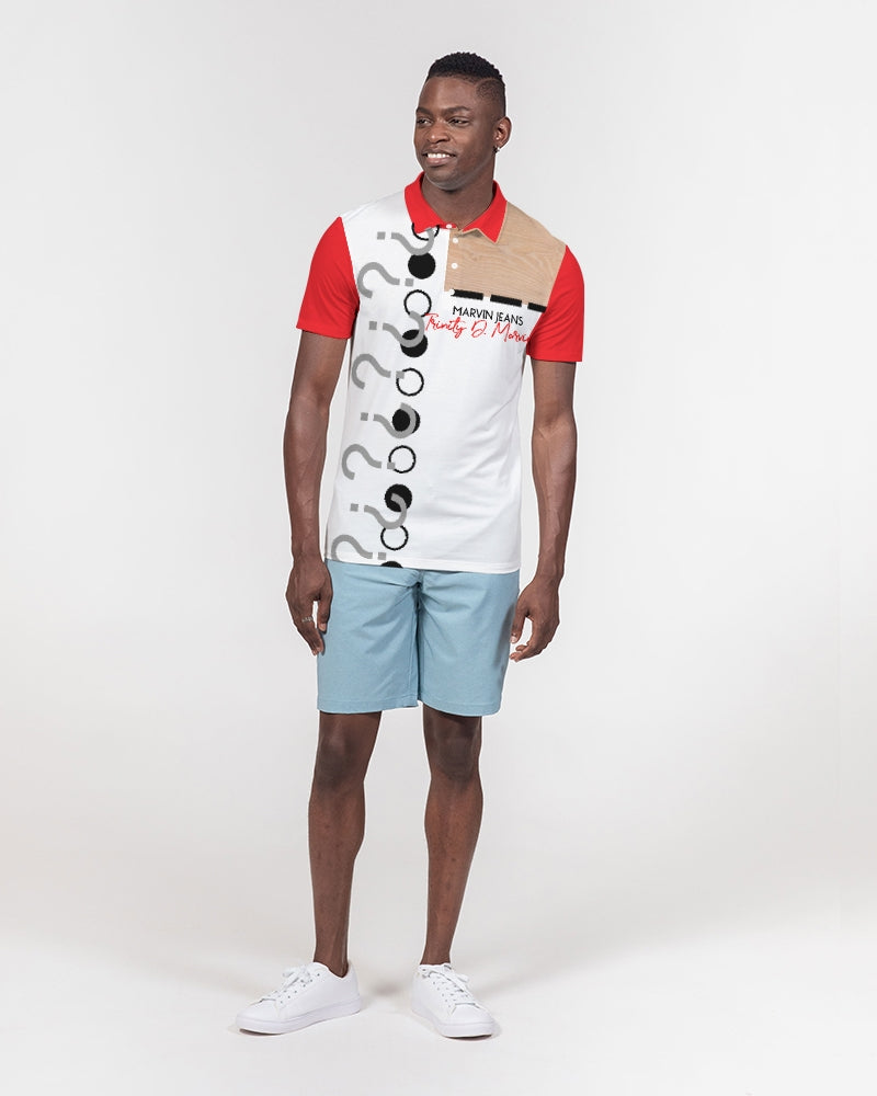 Woodgrain red BY MARVIN JEANS Men's Slim Fit Short Sleeve Polo