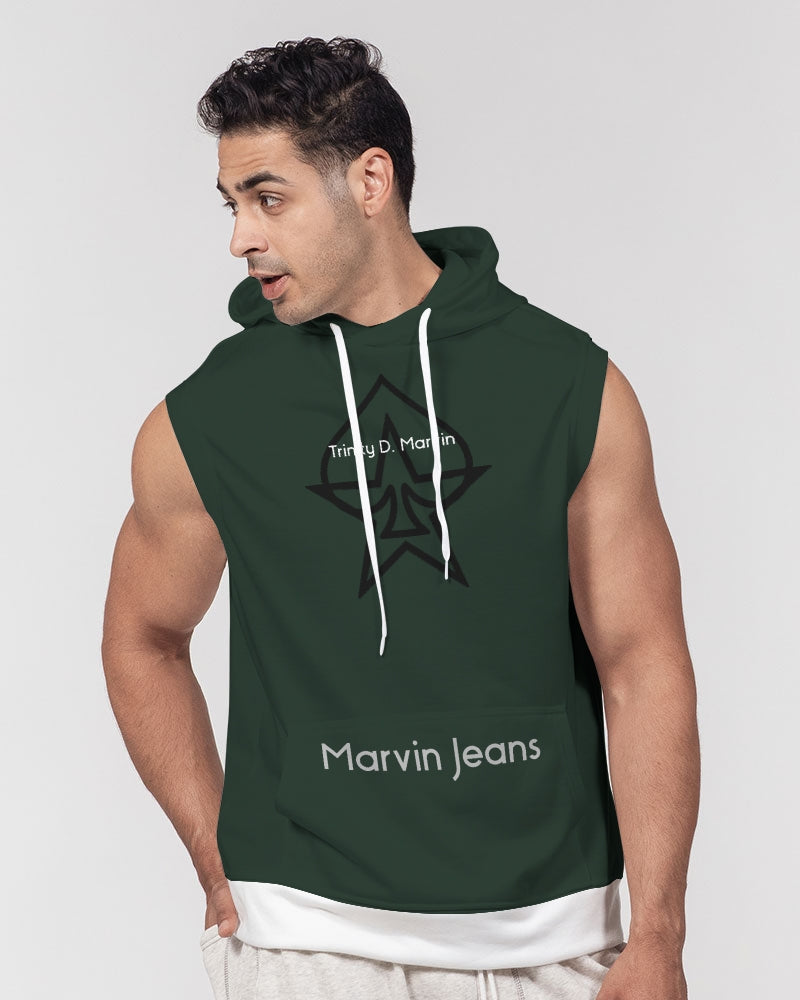 Dark green Men's Premium Heavyweight Sleeveless Hoodie