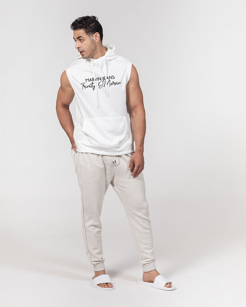 All white BY MARVIN JEANS Men's Premium Heavyweight Sleeveless Hoodie