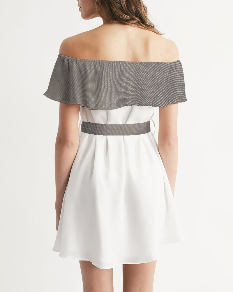 Dark grid by Marvin Jeans and Trinity D Marvin Women's Off-Shoulder Dress
