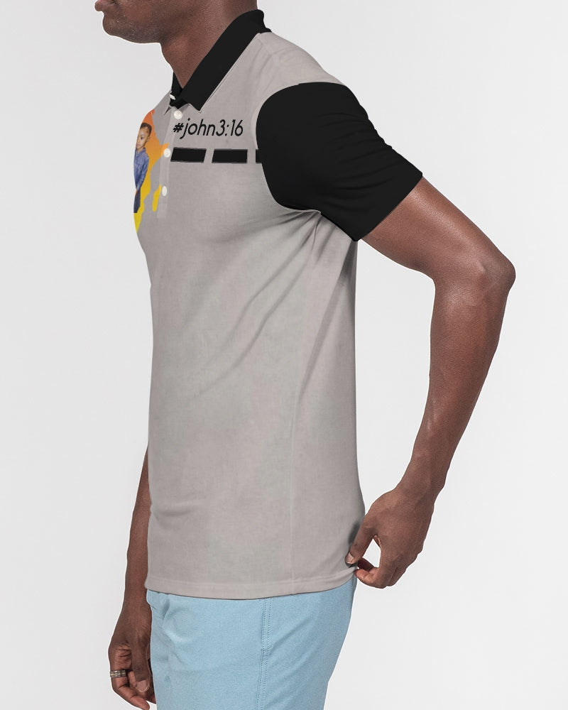 #John 3:16 light grey by Marvin Jeans and Trinity D Marvin Men's Slim Fit Short Sleeve Polo