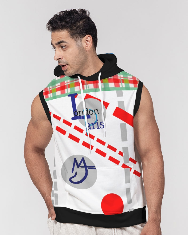 London Paris off grid by Marvin Jeans and Trinity D Marvin Men's Premium Heavyweight Sleeveless Hoodie