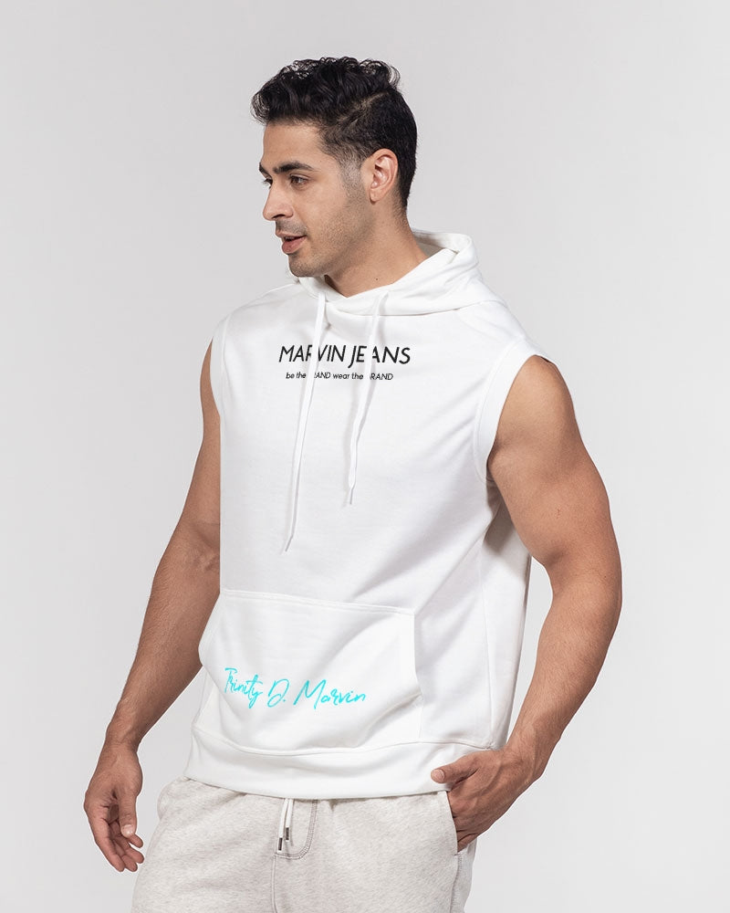 All white BY MARVIN JEANS Men's Premium Heavyweight Sleeveless Hoodie