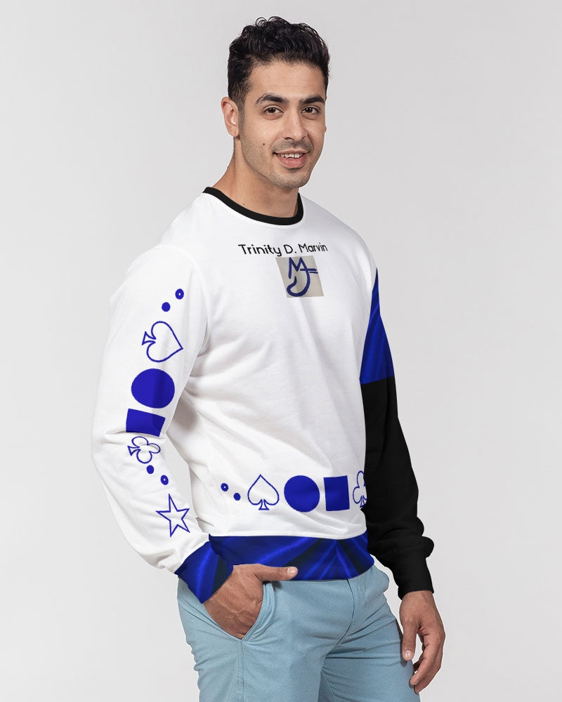Dark blue BY MARVIN JEANS Men's Classic French Terry Crewneck Pullover