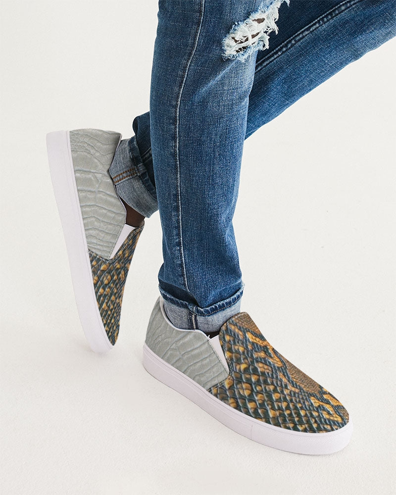 Calf print gator white by Marvin JEANS Men's Slip-On Canvas Shoe