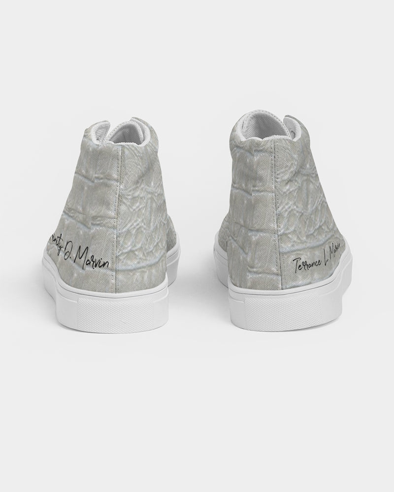 Gator white by Trinity D. Marvin Men's Hightop Canvas Shoe
