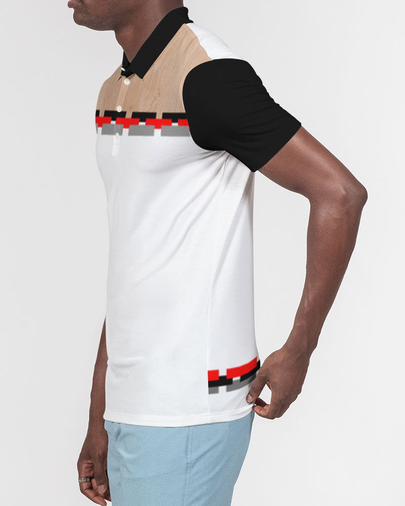 Woodgrain black Men's Slim Fit Short Sleeve Polo