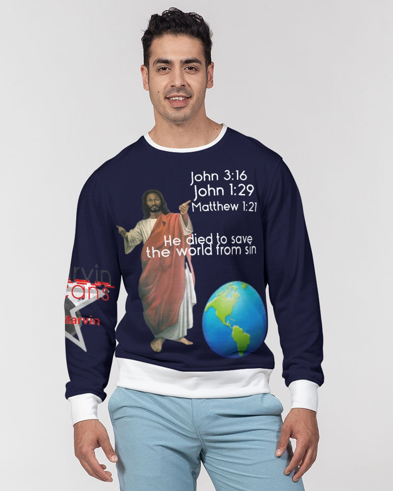Gospel of hope by Marvin Jeans and Trinity D Marvin Men's Classic French Terry Crewneck Pullover