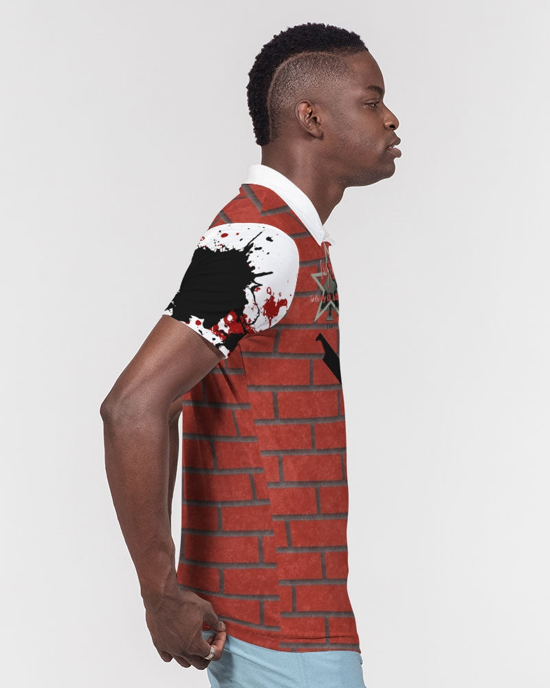 Brick city red awesome print Men's Slim Fit Short Sleeve Polo