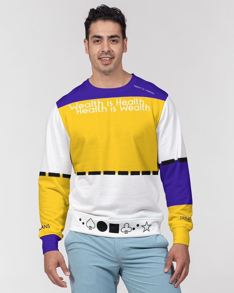 Health is wealth BY MARVIN JEANS Men's Classic French Terry Crewneck Pullover