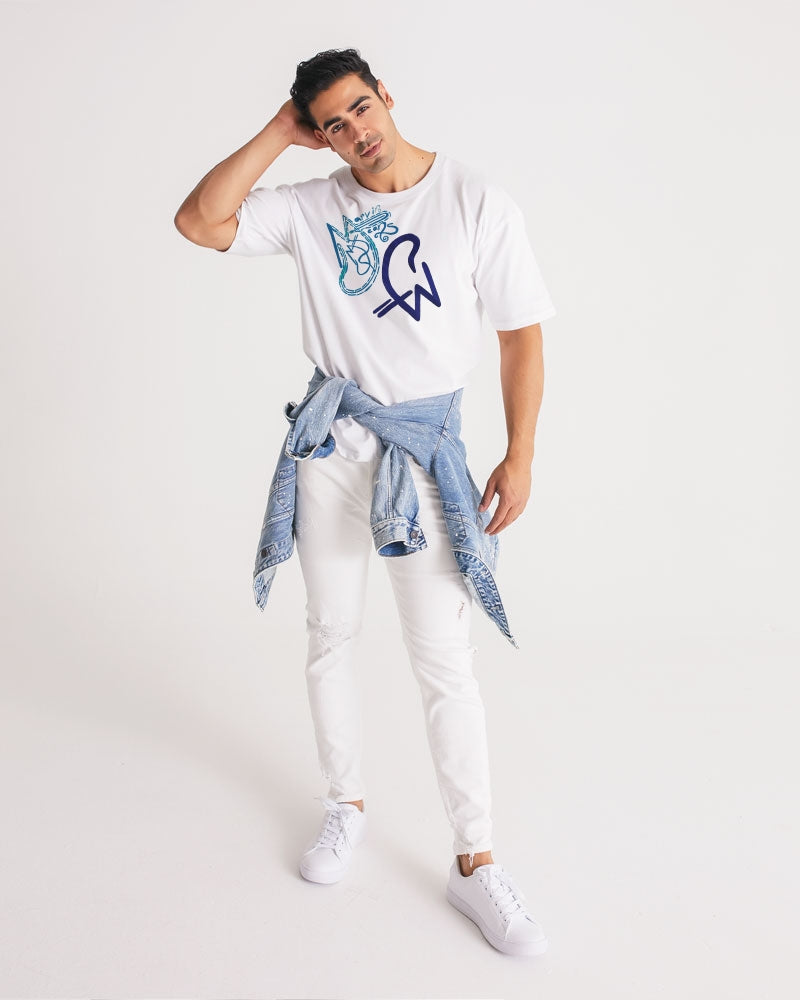 Two logo's all white by Marvin Jeans and Trinity D Marvin Men's Premium Heavyweight Tee