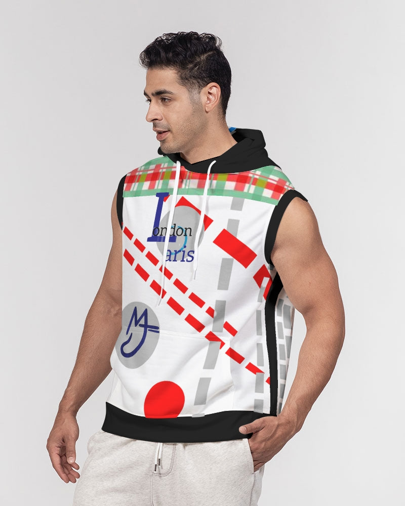 London Paris off grid by Marvin Jeans and Trinity D Marvin Men's Premium Heavyweight Sleeveless Hoodie