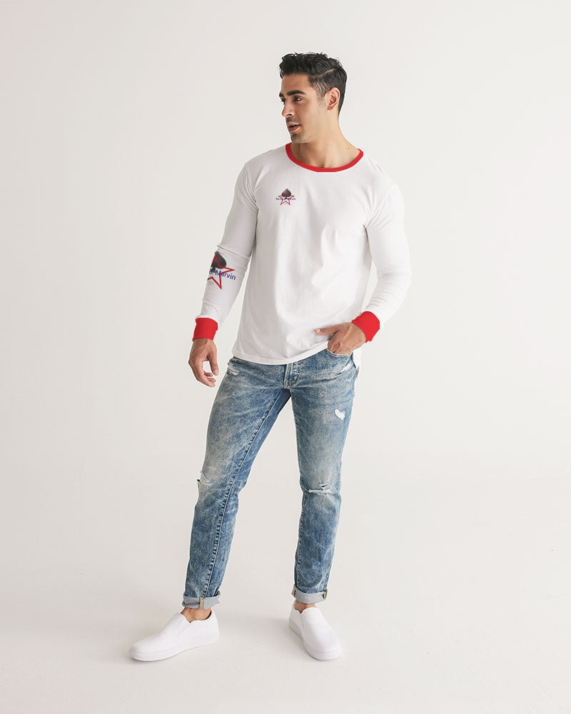 All White New-Legacy by Marvin Jeans and Trinity D Marvin Men's Long Sleeve Tee