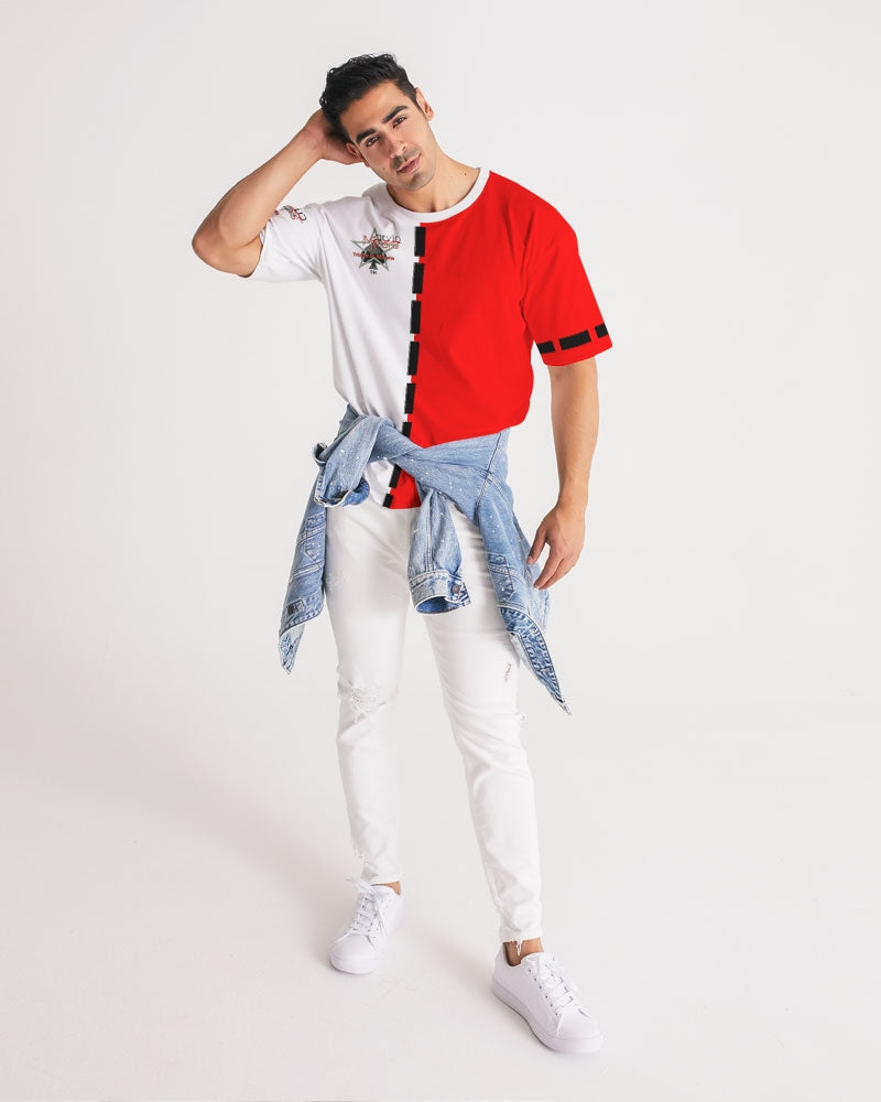 Red half white BY MARVIN JEANS Men's Premium Heavyweight Tee
