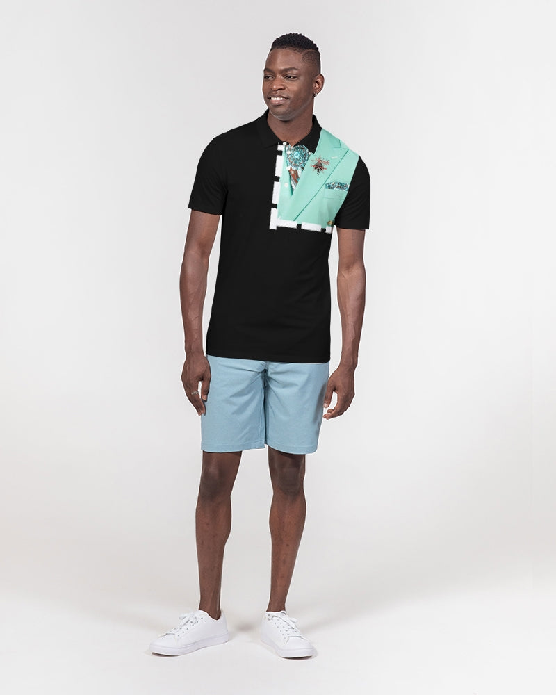 Black suits by Marvin Jeans and Trinity D Marvin Men's Slim Fit Short Sleeve Polo
