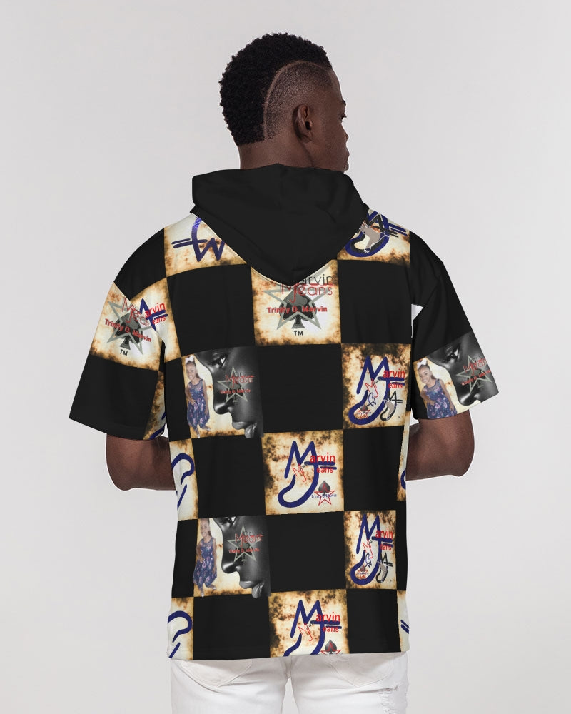 Bold gold logo's by Marvin Jeans and Trinity D Marvin Men's Premium Heavyweight Short Sleeve Hoodie