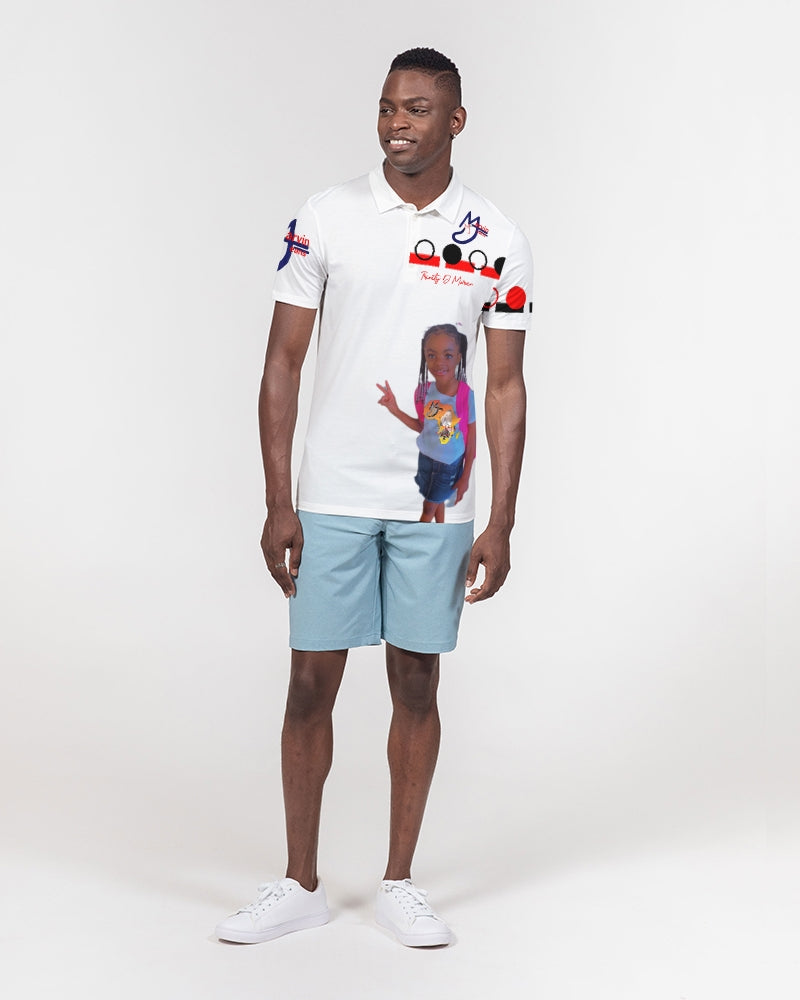 All White T.D.M by Marvin Jeans and Trinity D Marvin Men's Slim Fit Short Sleeve Polo