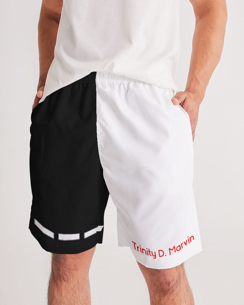 Black and white Trinity D. Marvin Men's Jogger Shorts