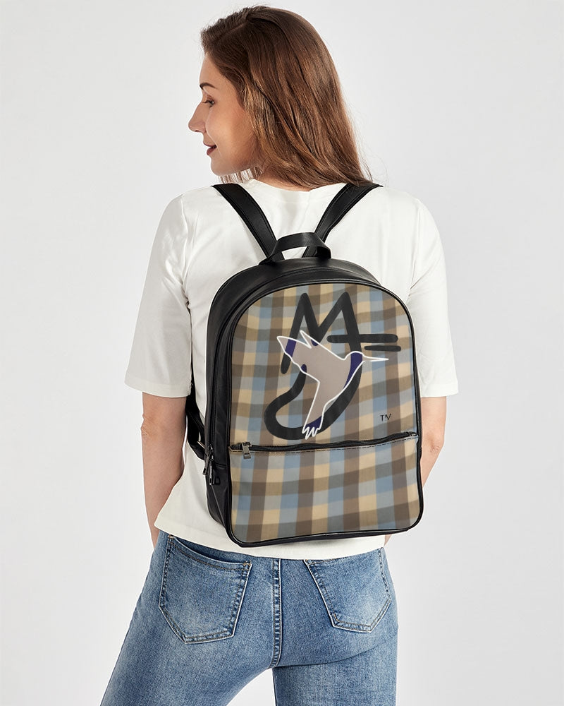@plaids city Classic Faux Leather Backpack