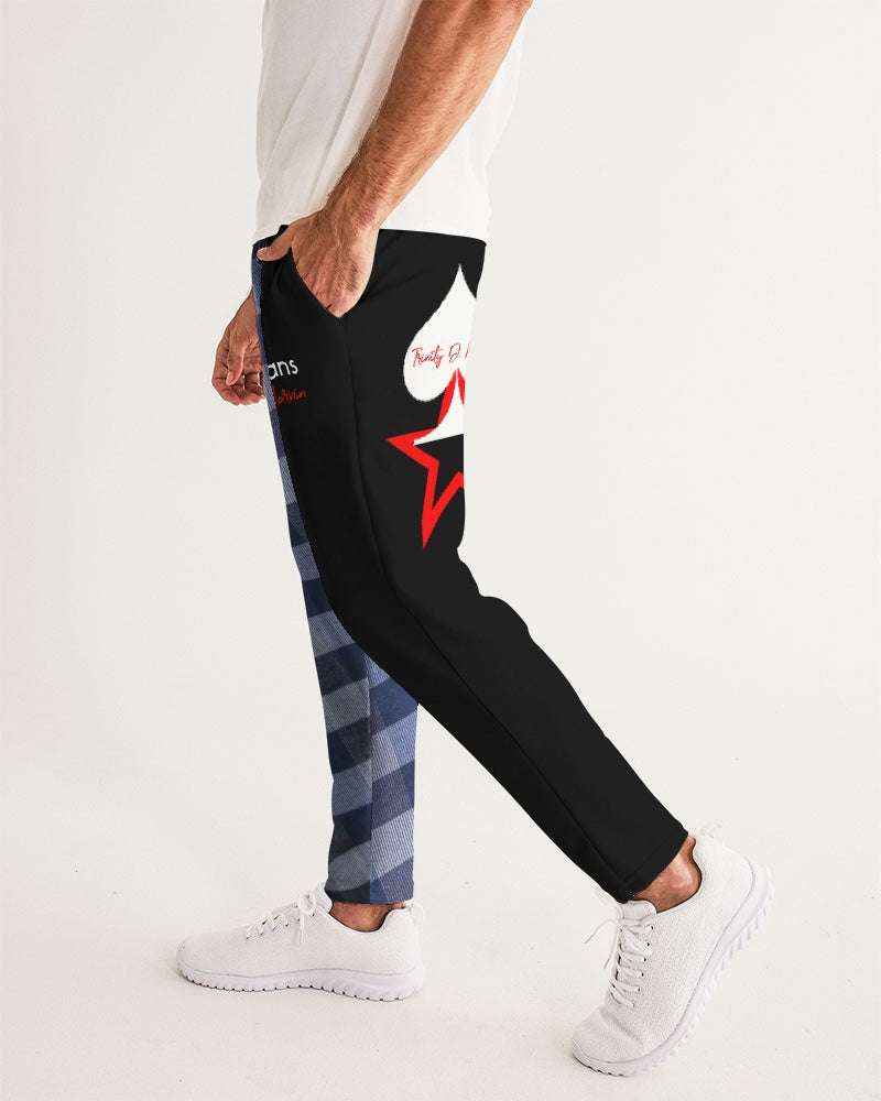 Blue stripes half black Men's Joggers