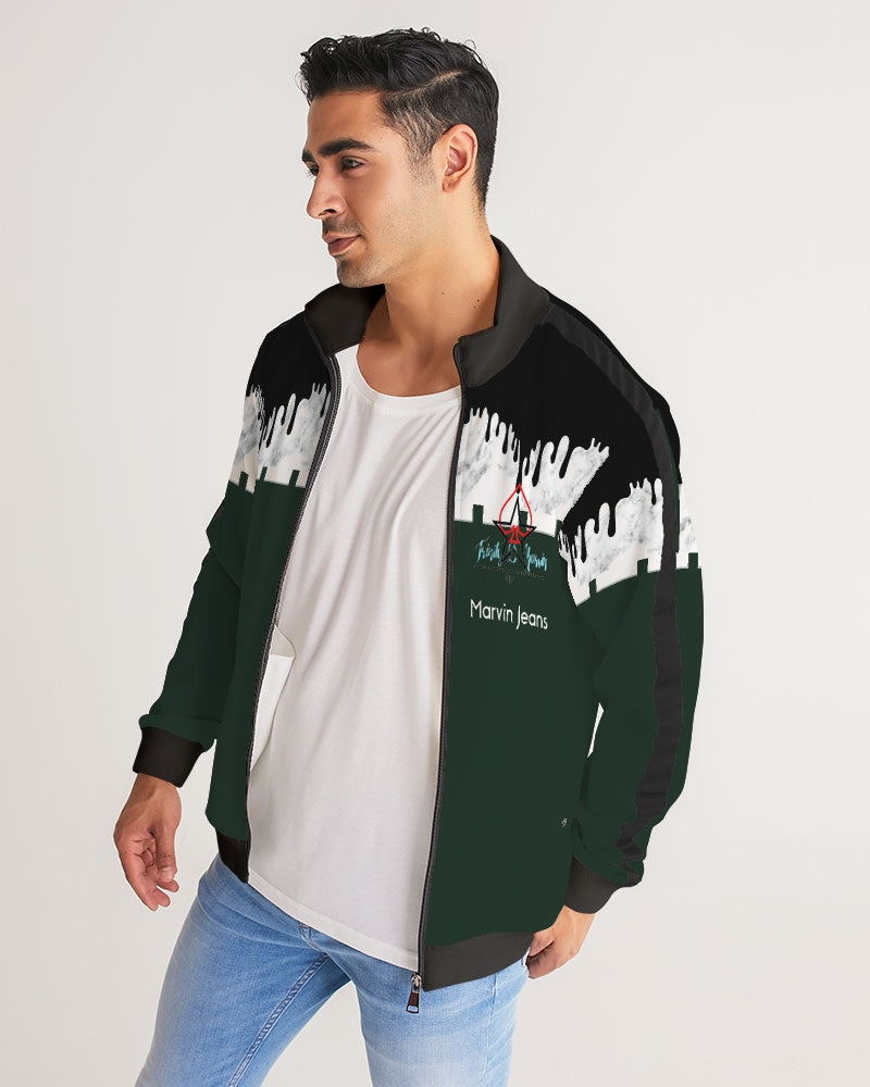 Dark green by Marvin Jeans and Trinity D Marvin Men's Stripe-Sleeve Track Jacket