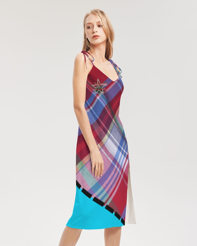 Glory plaids by Marvin Jeans and Trinity D Marvin Women's Tie Strap Split Dress