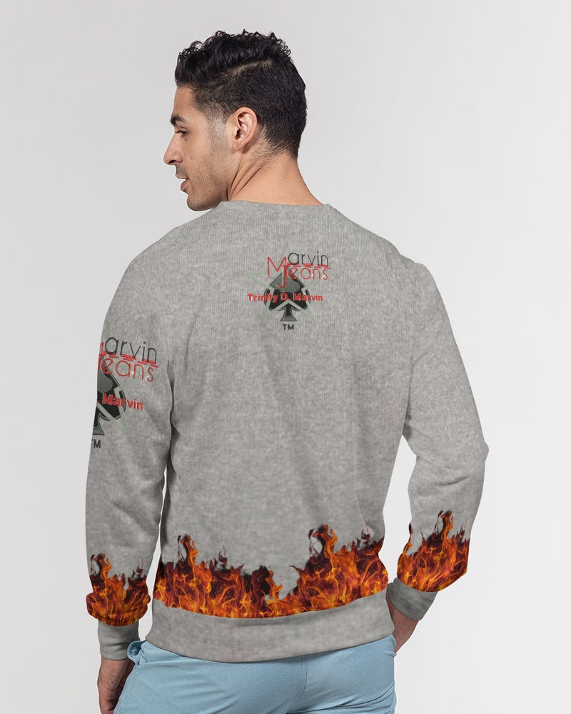 Cool grey fire by Marvin Jeans and Trinity D Marvin Men's Classic French Terry Crewneck Pullover