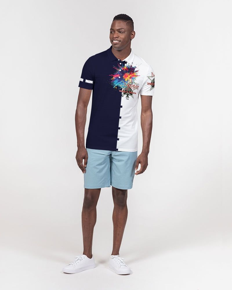 Dark splash by Marvin Jeans and Trinity D Marvin Men's Slim Fit Short Sleeve Polo