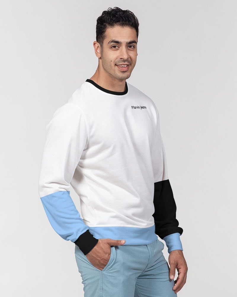Baby blue by Marvin Jeans Men's Classic French Terry Crewneck Pullover