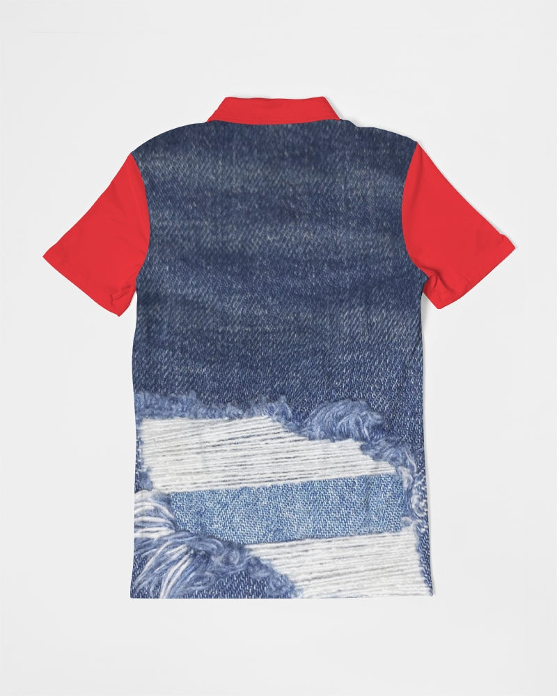 Word of Mouth denim red by Marvin Jeans and Trinity D Marvin Men's Slim Fit Short Sleeve Polo