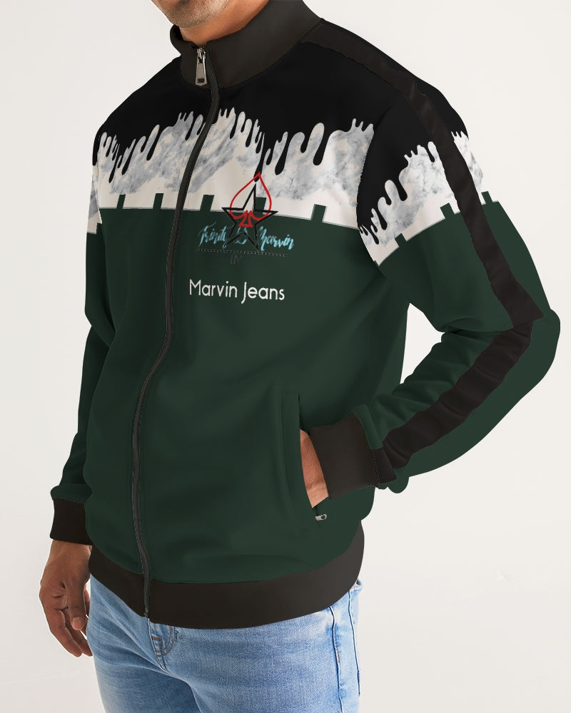 Dark green by Marvin Jeans and Trinity D Marvin Men's Stripe-Sleeve Track Jacket