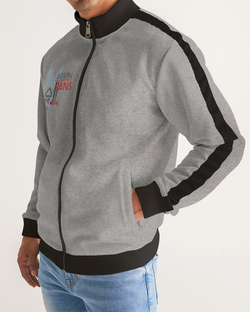 Above greatness cool grey by Trinity D. Marvin and Marvin Jeans Men's Stripe-Sleeve Track Jacket