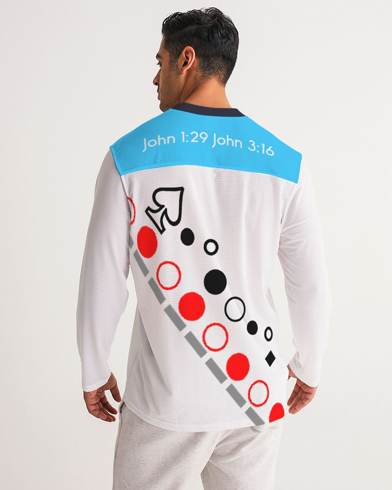 Loud blue by Marvin Jeans and Trinity D Marvin Men's Long Sleeve Sports Jersey