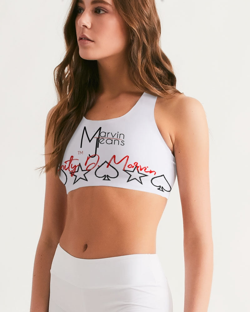 Red and white by Trinity D. Marvin Women's Seamless Sports Bra
