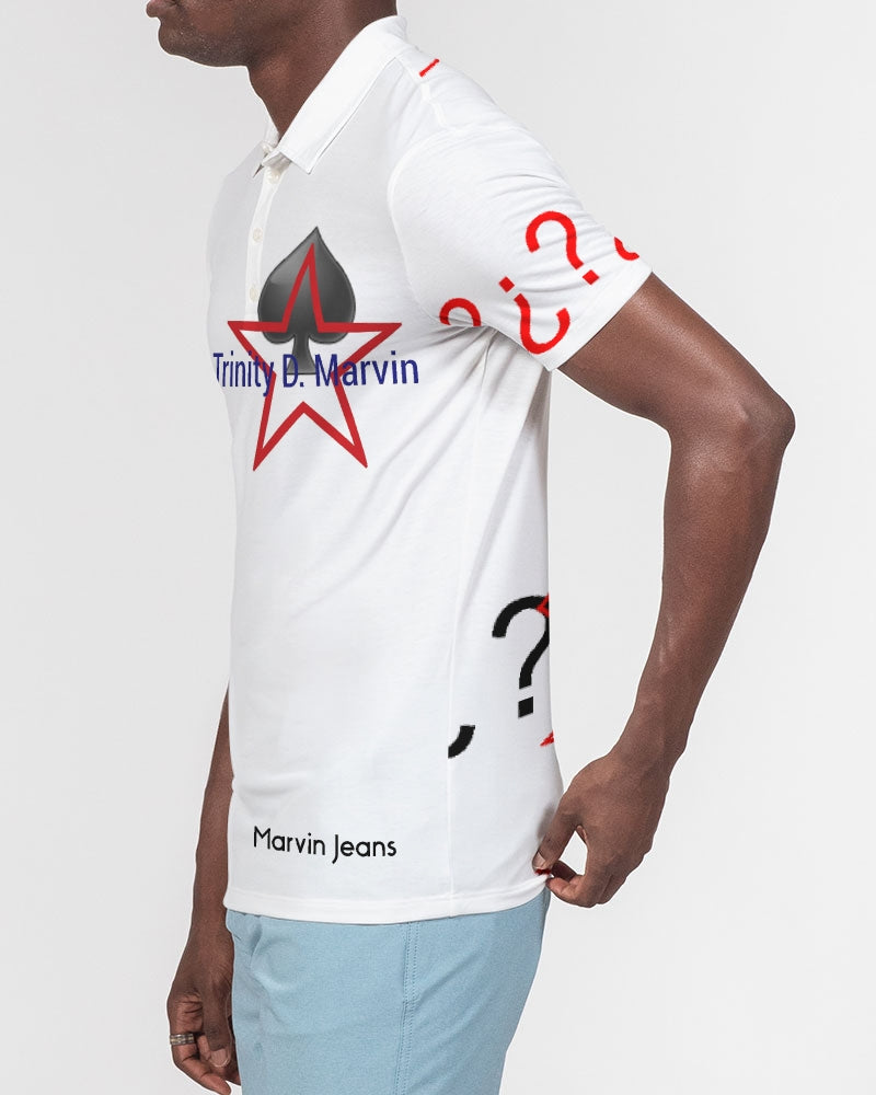 All White New-Legacy Men's Slim Fit Short Sleeve Polo