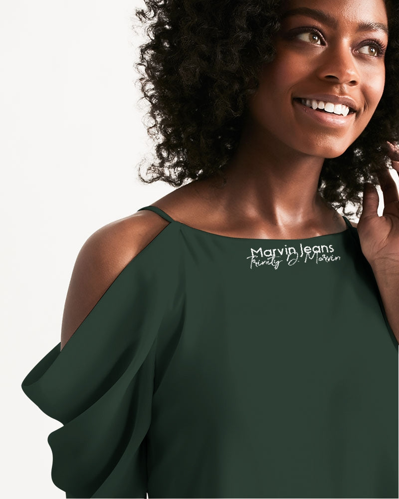 Dark green by Marvin Jeans and Trinity D Marvin Women's Open Shoulder A-Line Dress