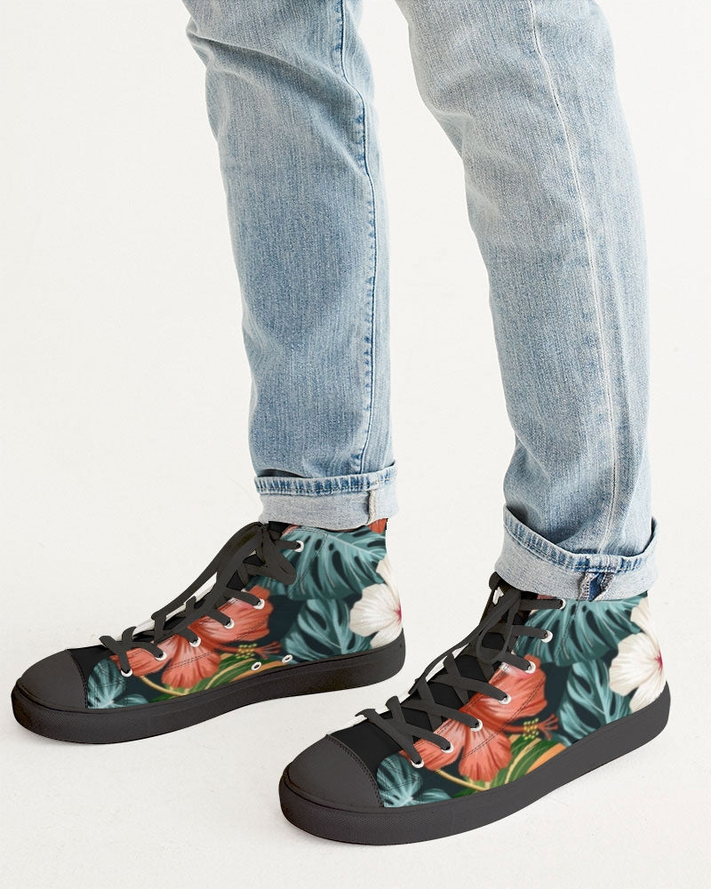 Garden splash by Trinity D. Marvin and Marvin Jeans Men's Hightop Canvas Shoe - Black