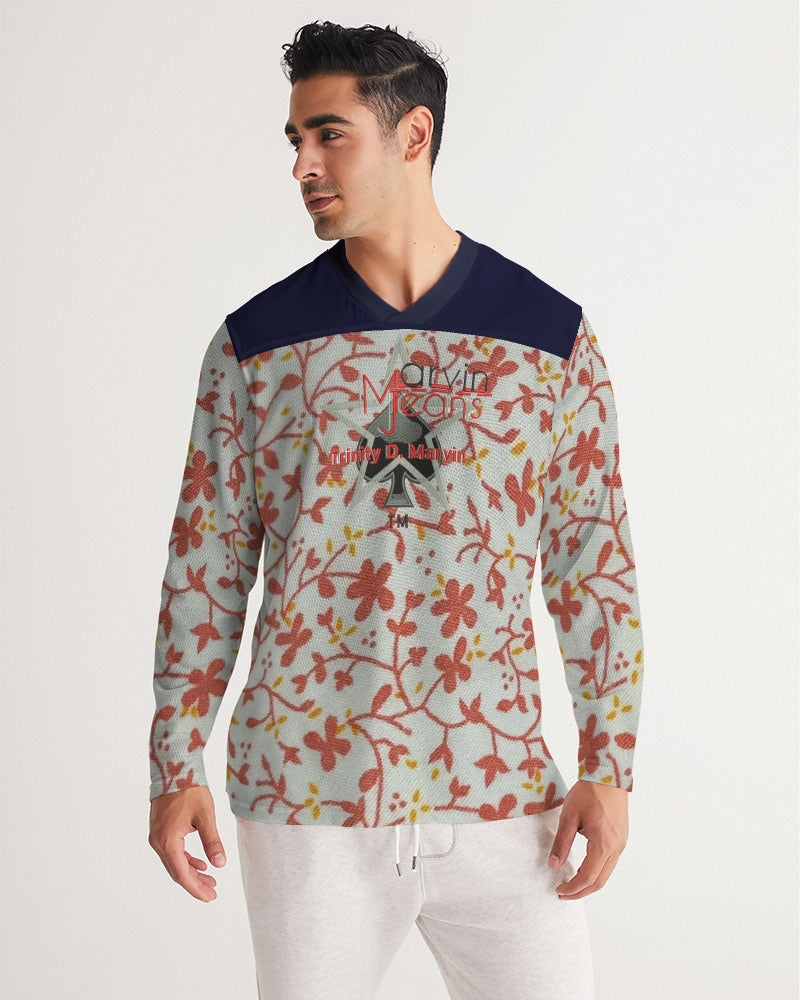 Wildwood, blue by Marvin Jeans and Trinity D Marvin Men's Long Sleeve Sports Jersey