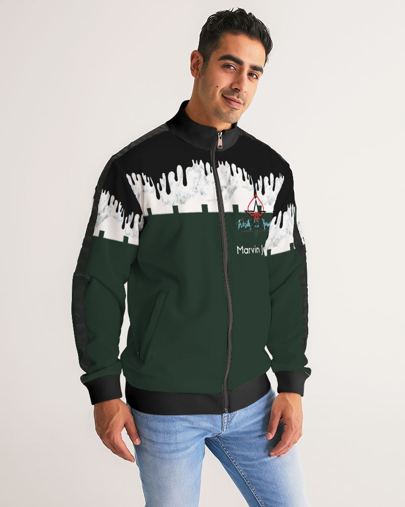 Dark green by Marvin Jeans and Trinity D Marvin Men's Stripe-Sleeve Track Jacket