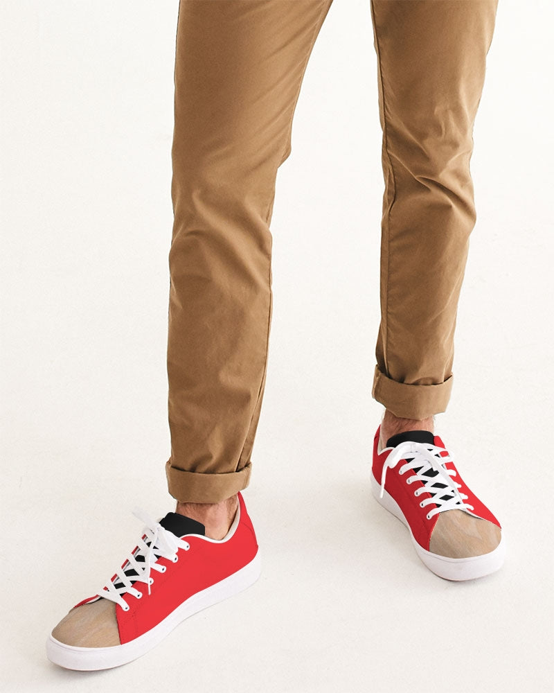 Woodgrain Red & black Men's Faux-Leather Sneaker